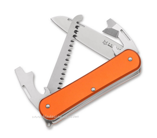 Fox Italy Vulpis Slipjoint Multitool Knife, N690, Aluminum Orange, VP130-S4 OR