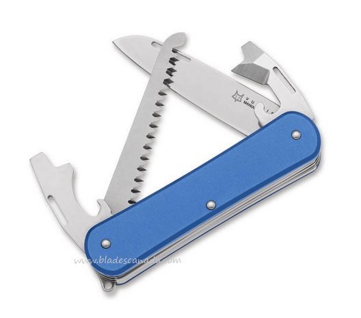 Fox Italy Vulpis Slipjoint Multitool Knife, N690, Aluminum Blue, FX-VP130-S4SB
