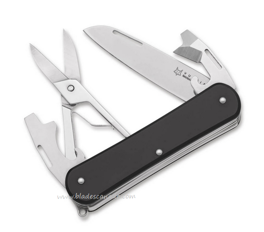 Fox Italy Vulpis Slipjoint Multitool Knife, N690, Aluminum Black, VP130-F4 BK