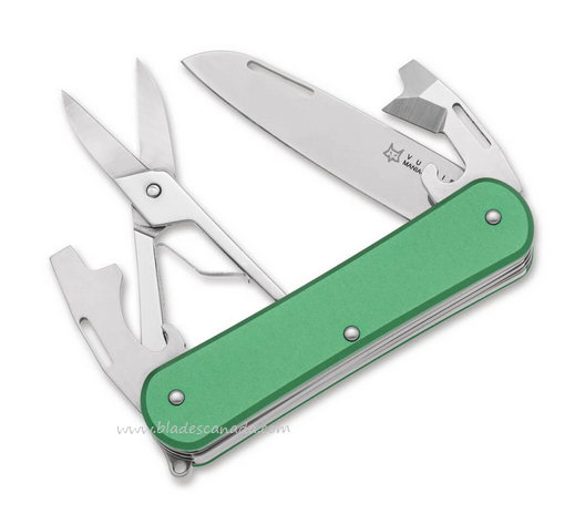 Fox Italy Vulpis Slipjoint Multitool Knife, N690, Aluminum Green, VP130-F4 OD
