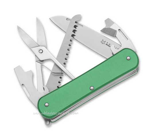 Fox Italy Vulpis Slipjoint Multitool Knife, N690, Aluminum Green, VP130-SF5 OD