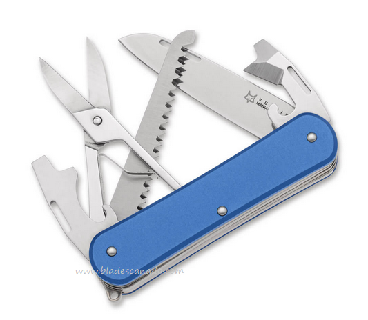 Fox Italy Vulpis Slipjoint Multitool Knife, N690, Aluminum Blue, VP130-SF5 SB