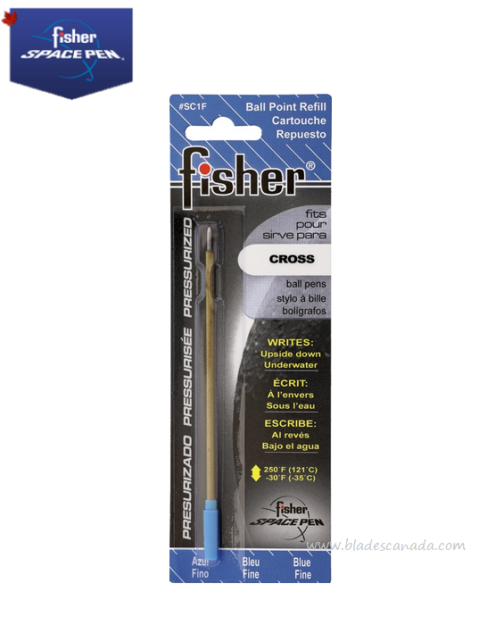 Fisher Space Pen Refill for Cross Pens, Fine Point Blue, FPSC1F