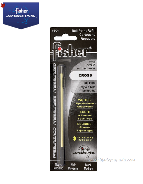 Fisher Space Pen Refill for Cross Pens, Medium Ink Black, FPSC4