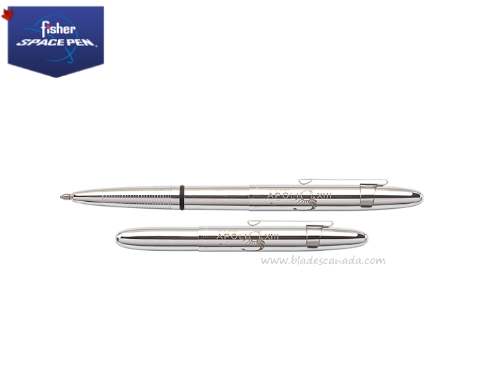 Fisher Space Pen Bullet Pen, Apollo 13 50th Anniversary Pen, Chrome w/Clip, FP400CL-13-50