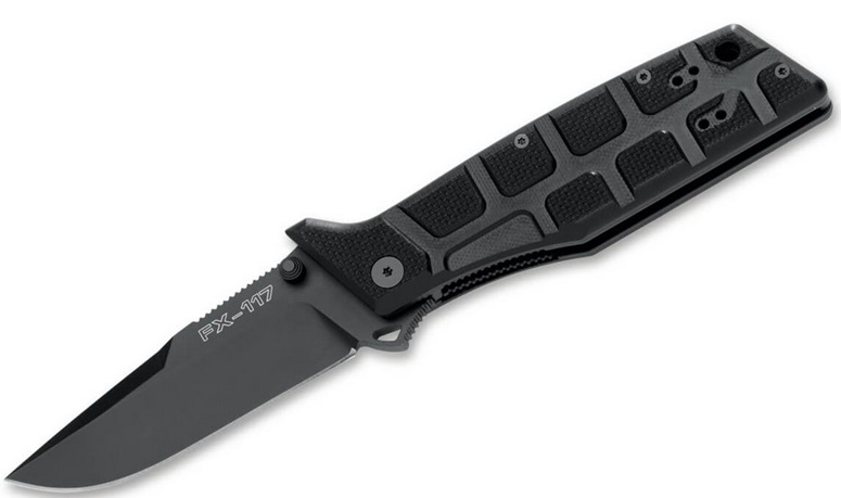 Fox Italy N.E.R.O. Nighthawk Folding Knife, N690 Cobalt, G10 Black, FX-117T - Click Image to Close