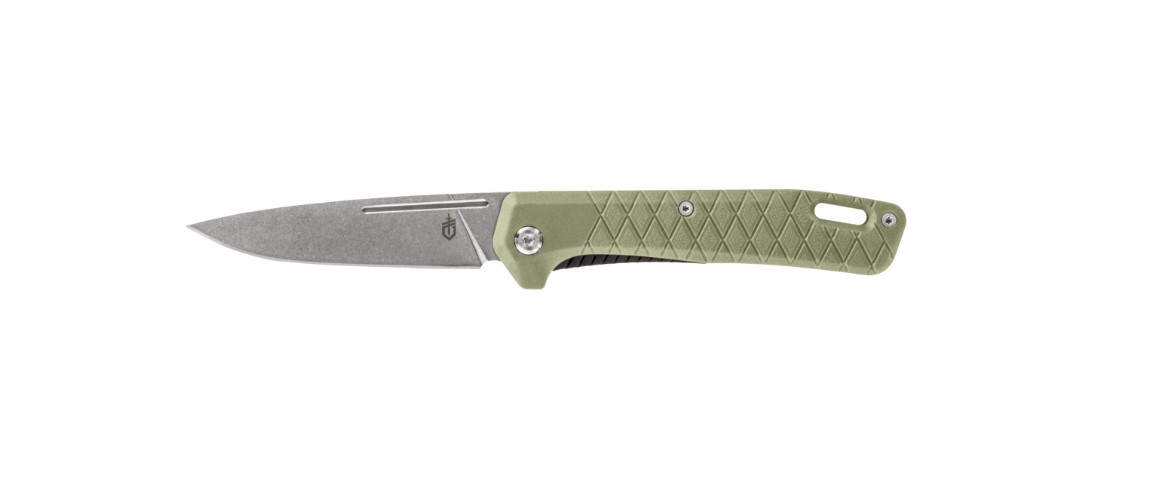 Gerber Zilch Folding Knife, Stainless, Nail Nick, GFN Green, G1067531