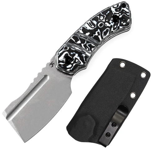 Kansept Korvid S Fixed Blade Knife, CPM S35VN, Carbon Fiber Black/White, Kydex Sheath, G2030A5