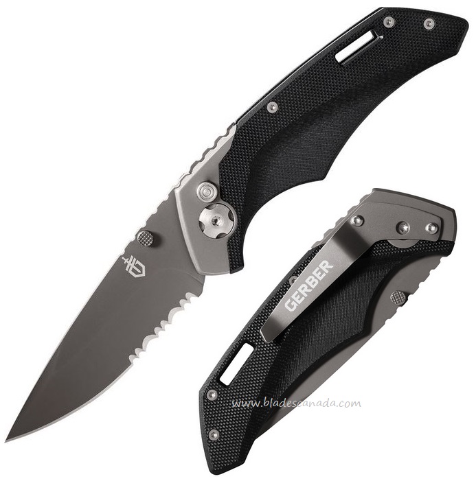 Gerber Contrast Plunge Lock Folding Knife, Assisted Opening, G10 Black - Click Image to Close