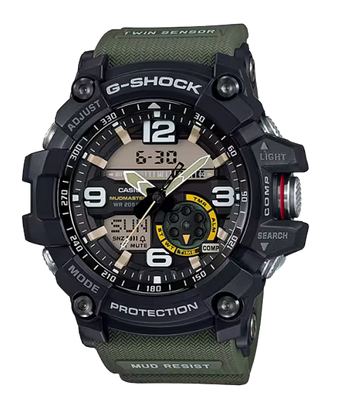 G-Shock GG1000-1A3 MudMaster Watch, Black w/Green Band