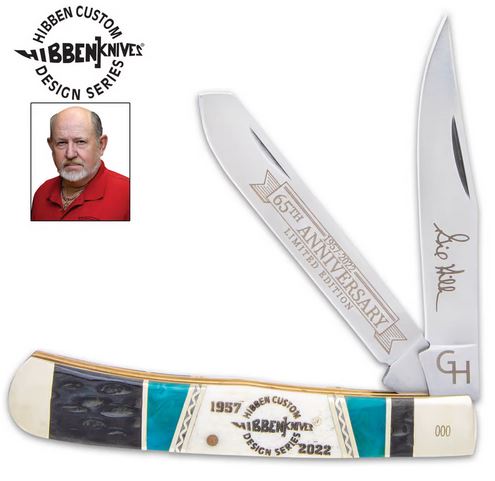 Gil Hibben 65th Anniversary Trapper Folding Knife, Bone Handle, GH5116