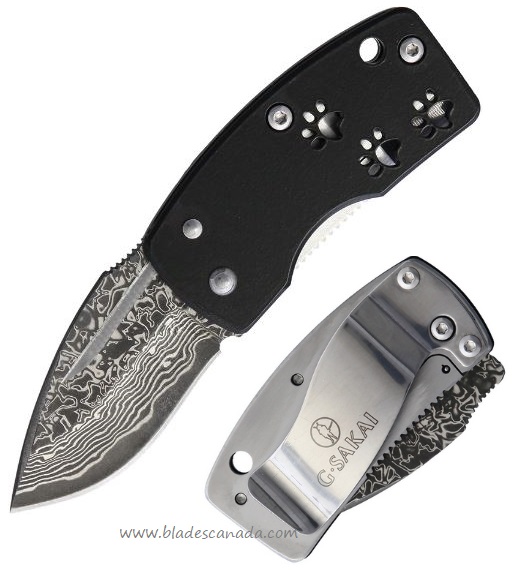 G.Sakai Money Clip Framelock Folding Knife, Damascus/VG10 Core, GS11668