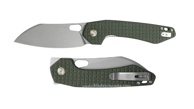 Vosteed Gator Flipper Folding Knife, 14C28N SW Sheepsfoot, Micarta Green, GT37VWMN1