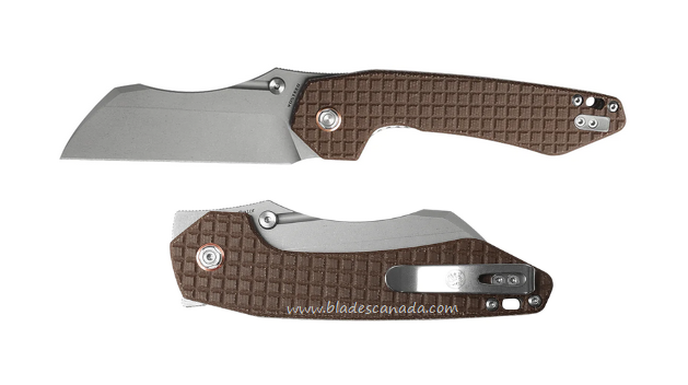 Vosteed Gator Flipper Folding Knife, 14C28N SW Wharncliffe, Micarta Brown, GT37VWMZ2