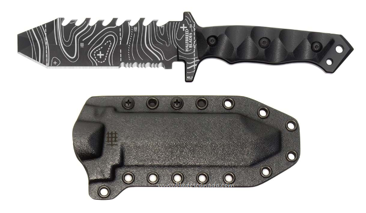 Halfbreed TOPO Emergency Rescue Fixed Blade Knife, D2 Black, G10 Black, ERK-01 BLK