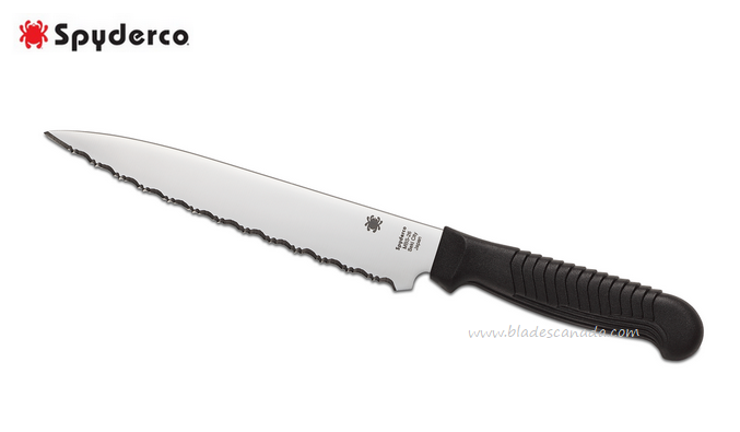 Spyderco Utility Kitchen Knife Serrated, MBS-26 Steel, Polypropylene Handle, K04SBK