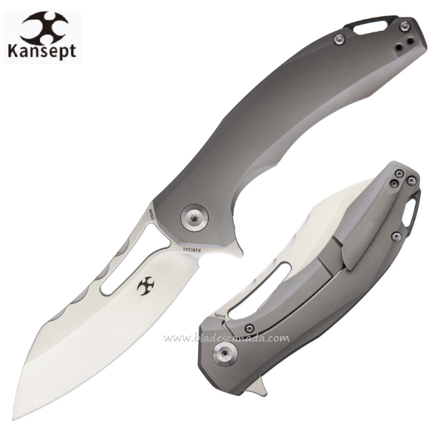 Kansept Spirit Flipper Framelock Knife, CPM S35VN Wharncliffe, Titanium, K1002A1