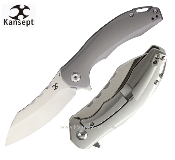 Kansept Spirit Flipper Framelock Knife, CPM S35VN Wharncliffe, Titanium, K1002A5