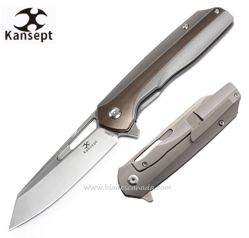 Kansept Shard Flipper Framelock Knife, CPM S35VN, Titanium/Copper, K1006A2