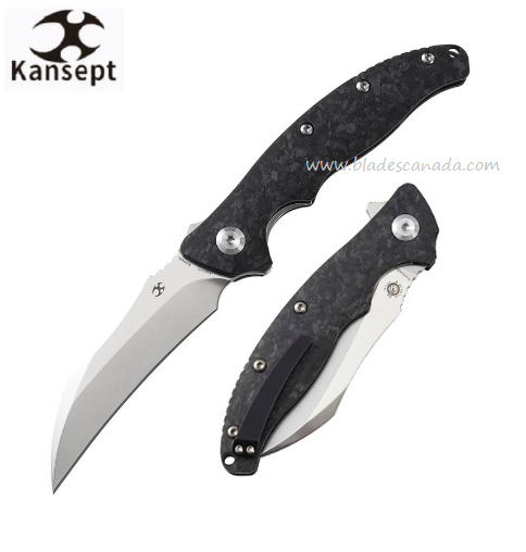 Kansept Copperhead Flipper Folding Knife, CPM S35VN, Carbon Fiber, K1017A1