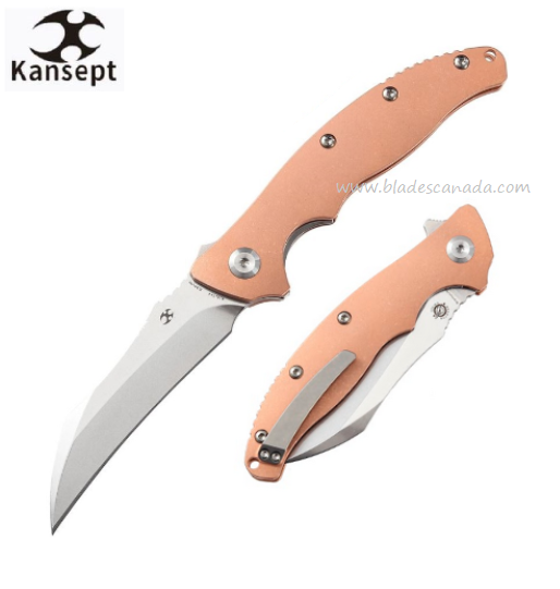 Kansept Copperhead Flipper Folding Knife, CPM S35VN, Copper Handle, K1017A4