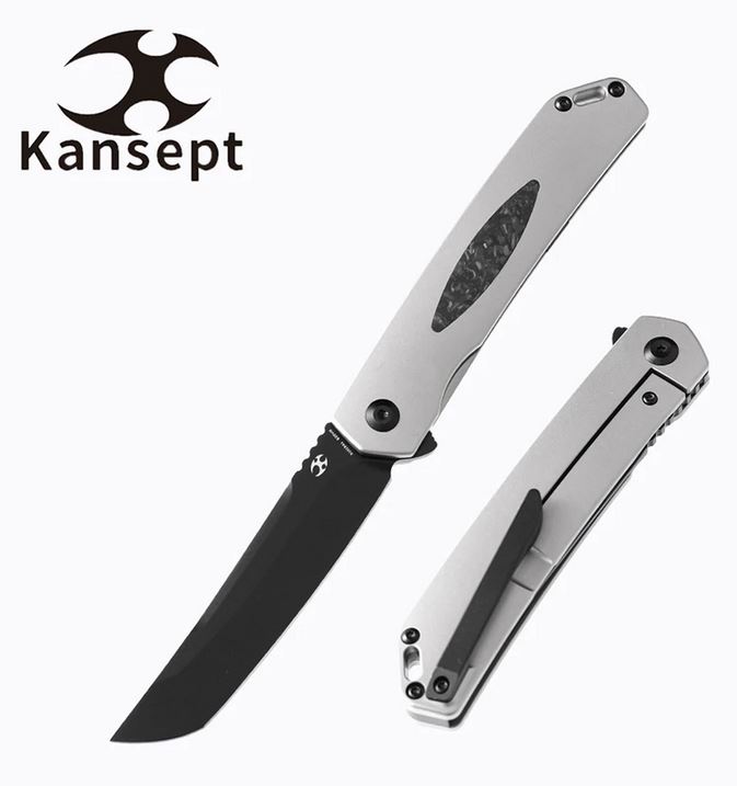 Kansept Hazakura Flipper Framelock Folding Knife, CPM S35VN, Titanium/Carbon Fiber, K1019A1