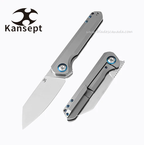 Kansept Bulldozer Flipper Framelock Knife, CPM 20CV, Titanium, K1028A1