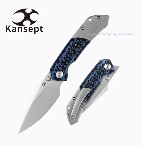 Kansept Fenrir Flipper Folding Knife, CPM S35VN SW, G10 Black/Blue, K1034A3