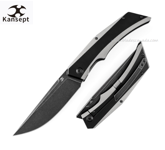 Kansept Naska Flipper Framelock Knife, CPM S35VN Black SW, Titanium, K1035A1