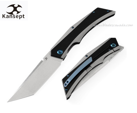 Kansept Naska Flipper Framelock Knife, CPM S35VN, Titanium Two-Tone, K1035T1