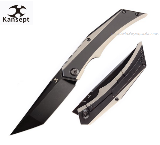 Kansept Naska Flipper Framelock Knife, CPM S35VN Black SW, Titanium, K1035T2