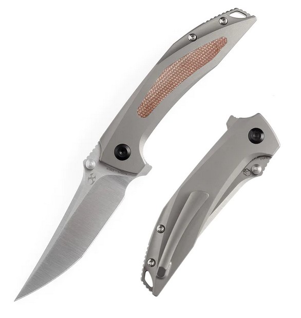 Kansept Baku Flipper Folding Knife, CPM-S35VN Steel, Titanium w/Micarta Handle, K1056A2