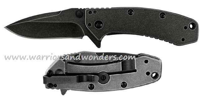 Kershaw Cryo Hinderer Flipper Framelock Knife, Assisted Opening, Stainless Handle, K1555BW