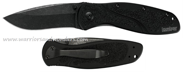Kershaw Blur Folding Knife, Assisted Opening, 14C28N Sandvik, Aluminum Black, K1670BW
