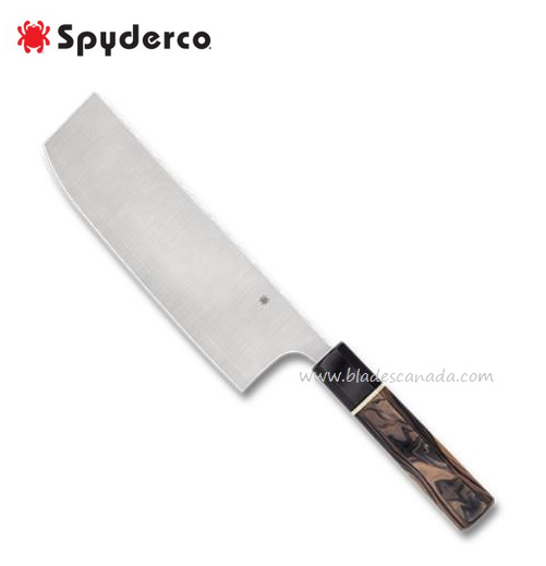 Spyderco Itamae Nakiri Kitchen Knife, Super Blue/SUS410 Steel, Burl G10, K17GPBNBK