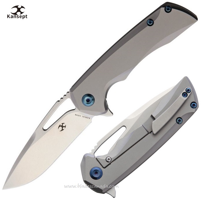 Kansept Mini Kryo Flipper Framelock Folding Knife, CPM S35VN, Titanium, K2001A1