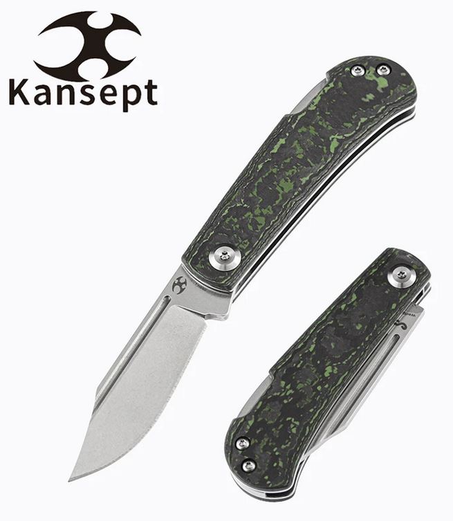 Kansept Wedge Lockback Folding Knife, CPM S35VN, Jungle Wear Fat Carbon, K2026B4 - Click Image to Close