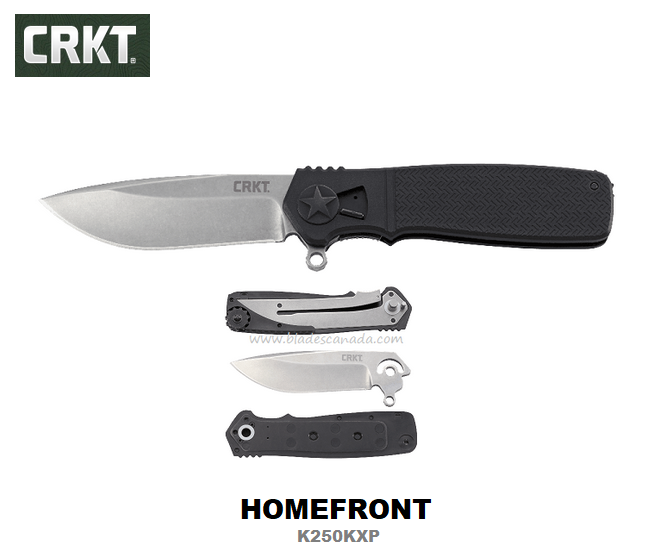 CRKT Homefront EDC Folding Knife, 1.4116 Steel, GFN Black, CRKTK250KXP