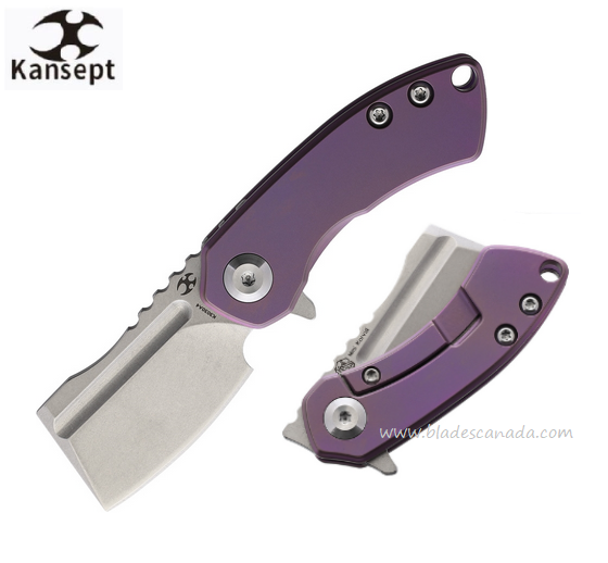 Kansept Mini Korvid Flipper Framelock Knife, CPM S35VN SW, Titanium Purple, K3030A4