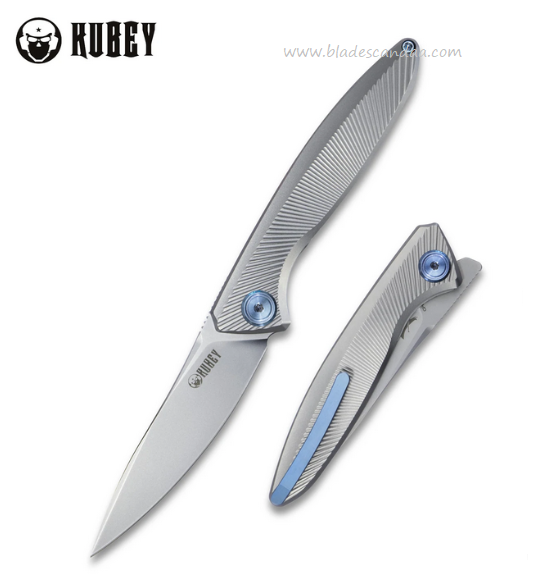 Kubey Pike Flipper Folding Knife, CPM 20CV, Titanium Handle, KB2103A