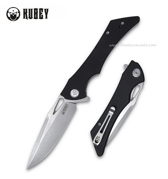 Kubey Raven Flipper Folding Knife, AUS 10, G10 Black, KB245D