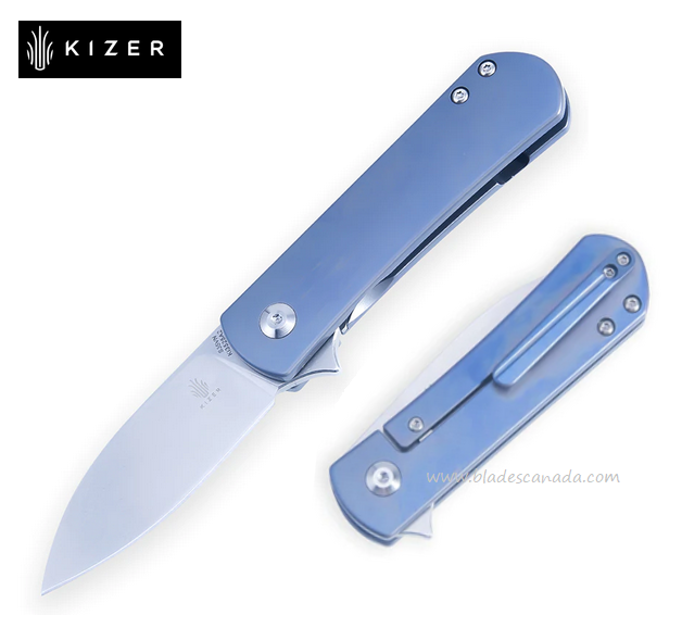 Kizer Yorkie Flipper Framelock Knife, CPM S35VN, Titanium Blue, 3525A2