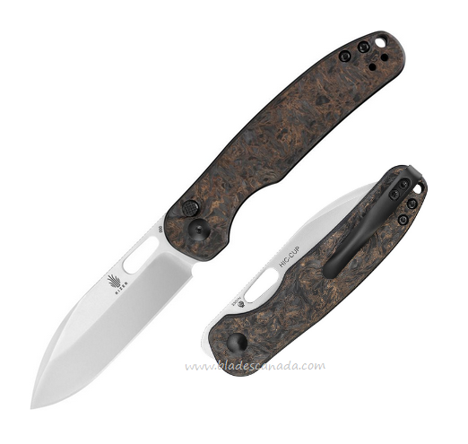 Kizer Azo HIC-CUP Button Lock Folding Knife, S35VN, Fatcarbon, 3606A1