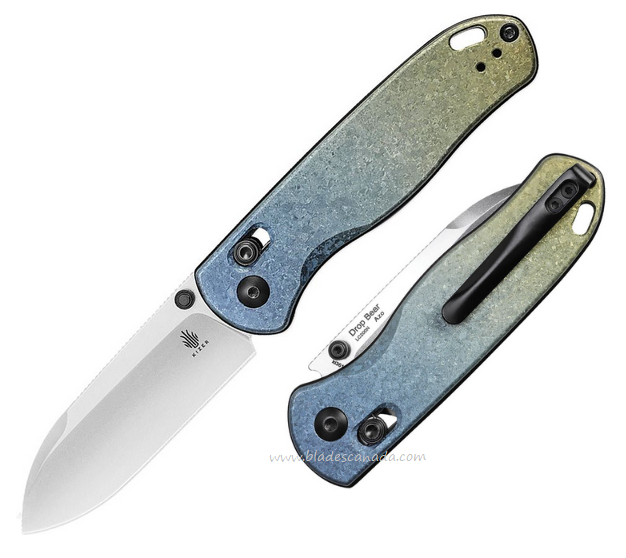 Kizer Drop Bear Folding Knife, LC200N SW, Titanium Blue/Gold, KI3619A3