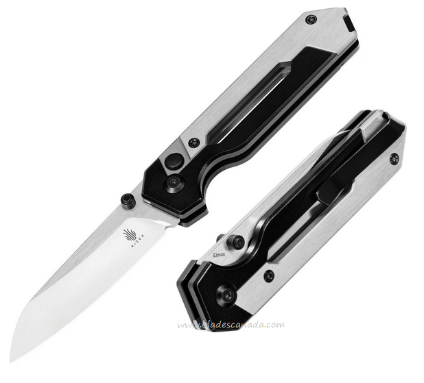 Kizer Hyper Button Lock Folding Knife, Elmax, Titanium Black/White, KI3632A3