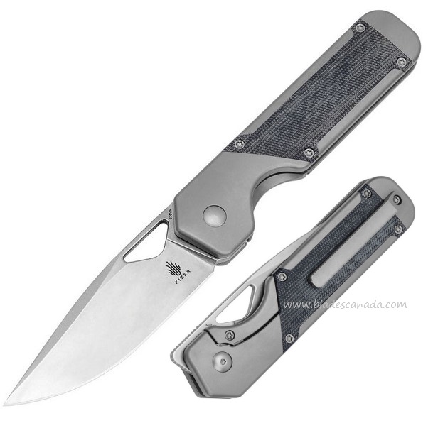 Kizer Militaw Framelock Flipper Folding Knife, S35VN, Titanium w/Micarta Inlay, KI3634A1