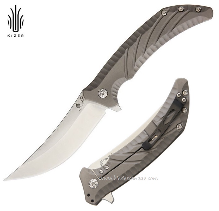 Kizer Nomad Flipper Framelock Knife, CPM S35VN, Titanium, 4482A1