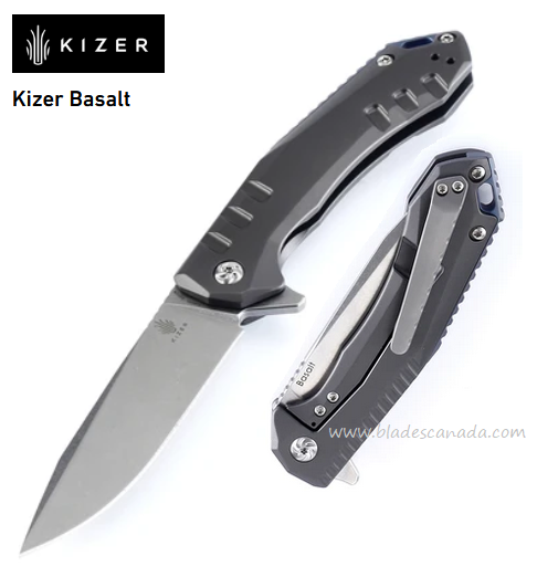 Kizer Basalt Flipper Framelock Knife, CPM S35VN, Titanium Grey, KI4505