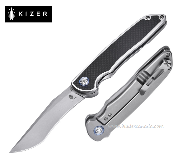 Kizer Matanzas Flipper Framelock Knife, CPM S35VN Recurve, Titanium/CF, 4510A2