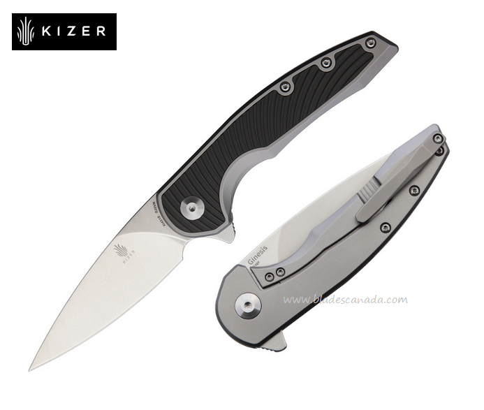 Kizer Ginesis Flipper Framelock Knife, S35VN SW, Titanium/CF, 4518